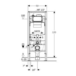 Geberit Duofix Element für Wand-WC 120cm, Sigma UP-Spülkasten 12cm für Hygienespülun... GEBERIT-111047001 4025410521668 (Abb. 1)