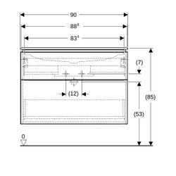 Geberit iCon Set Möbelwaschtisch schmaler Rand 2 Schubladen An. 90cm KeraTect Sandgr... GEBERIT-502333JL1 4025410943378 (Abb. 1)