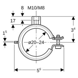 Geberit Rohrschelle gedämmt, mit Gewindemuffe M8, M10 1,0215, ID 20-24mm, galvanisch... GEBERIT-601852261 4025416498544 (Abb. 1)