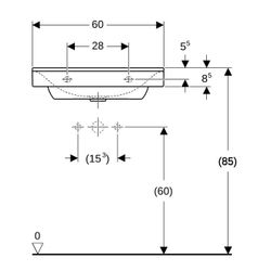 Geberit Xeno2 Waschtisch, Breite 60cm, Tiefe 48cm, Hahnloch mittig, ohne Überlauf, W... GEBERIT-500530011 4025416605430 (Abb. 1)