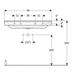 Geberit Xeno2 Waschtisch, Breite 90cm, Tiefe 48cm, ohne Hahnloch, ohne Überlauf, Wei... GEBERIT-500532011 4025416605461 (Abb. 1)