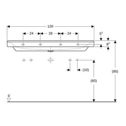 Geberit Xeno2 Waschtisch, Breite 120cm, Tiefe 48cm, Hahnloch mittig, ohne Überlauf, ... GEBERIT-500551011 4025416608912 (Abb. 1)