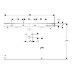 Geberit Smyle Square Waschtisch, Breite 120cm, Tiefe 48cm, ohne Hahnloch, Überlauf s... GEBERIT-500225018 4025416357810 (Abb. 1)