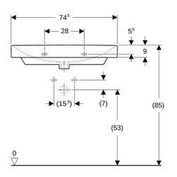 Geberit Smyle Square Waschtisch, Breite 75cm, Tiefe 48cm, Hahnloch mittig, Überlauf ... GEBERIT-500249018 4025416358343 (Abb. 1)