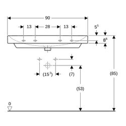 Geberit Smyle Square Waschtisch, Breite 90cm, Tiefe 48cm, Hahnloch mittig, Überlauf ... GEBERIT-500251018 4025416362821 (Abb. 1)
