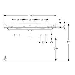 Geberit Smyle Square Waschtisch, Breite 120cm, Tiefe 48cm, Hahnloch links, rechts, Ü... GEBERIT-500253018 4025416362951 (Abb. 1)