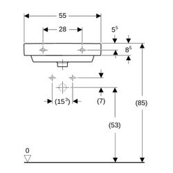 Geberit Smyle Square Waschtisch, Breite 55cm, Tiefe 44cm, Hahnloch mittig, Überlauf ... GEBERIT-500259011 4025416437345 (Abb. 1)