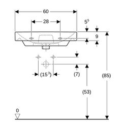 Geberit Smyle Square Waschtisch, Breite 60cm, Tiefe 48cm, Hahnloch mittig, ohne Über... GEBERIT-501732001 4025410870568 (Abb. 1)