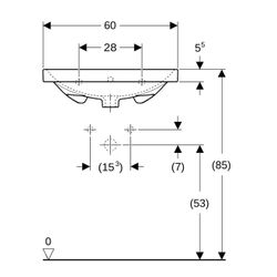 Geberit Acanto Waschtisch, Breite 60cm, Tiefe 48,2cm, Hahnloch mittig, Überlauf sich... GEBERIT-500620012 4022009352825 (Abb. 1)