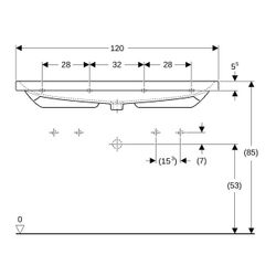 Geberit Acanto Waschtisch, Breite 120cm, Tiefe 48,2cm, ohne Hahnloch, ohne Überlauf,... GEBERIT-501880008 4025410895684 (Abb. 1)