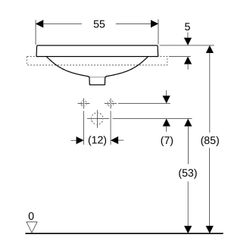 Geberit VariForm Einbauwaschtisch, oval, mit Hahnlochbank, Breite 55cm, Tiefe 45cm, ... GEBERIT-500723012 4025416838463 (Abb. 1)