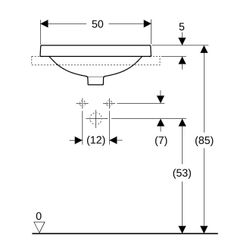 Geberit VariForm Einbauwaschtisch, oval mit Hahnlochbank, Breite 50cm, Tiefe 45cm, m... GEBERIT-500713002 4025416302179 (Abb. 1)