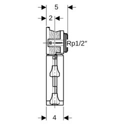 Geberit PushFit Anschlussdose 90 Grad für Schnellkupplung, M 25mm, Rp 1/2″, Rotguss ... GEBERIT-650487003 4025410947895 (Abb. 1)