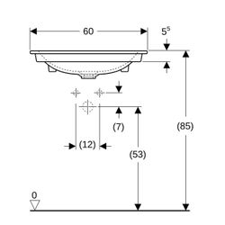 Geberit ONE Möbelwaschtisch Abgang vertikal, Breite 60cm, Tiefe 48cm, ohne Hahnloch,... GEBERIT-505011011 4025410953568 (Abb. 1)