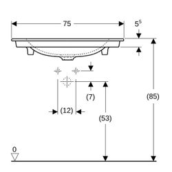 Geberit ONE Möbelwaschtisch Abgang vertikal, Breite 75cm, Tiefe 48cm, Hahnloch mitti... GEBERIT-505010012 4025410953520 (Abb. 1)