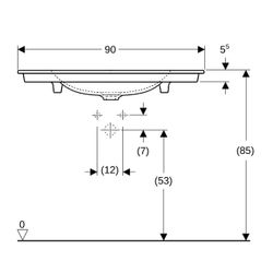 Geberit ONE Möbelwaschtisch Abgang vertikal, Breite 90cm, Tiefe 48cm, ohne Hahnloch,... GEBERIT-505011013 4025410953582 (Abb. 1)