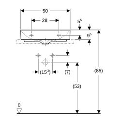 Geberit ONE Aufsatzwaschtisch rechteckig, Abgang vertikal, B 50cm T 40cm Hahnloch mi... GEBERIT-505030016 4025410953759 (Abb. 1)