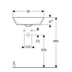 Geberit ONE Aufsatzwaschtisch Schalenform, Abgang vertikal, B 50cm T 42,5cm ohne Hah... GEBERIT-505040016 4025410953773 (Abb. 1)