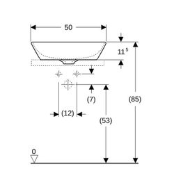 Geberit ONE Aufsatzwaschtisch Schalenform, Abgang vertikal, B 50cm T 42,5cm Hahnloch... GEBERIT-505041016 4025410953780 (Abb. 1)