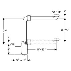 Geberit Tauchrohrgeruchsverschluss für Waschbecken, Raumsparmodell, Abgang horizonta... GEBERIT-151116111 4025416499534 (Abb. 1)
