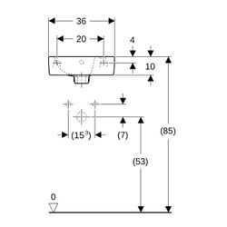 Geberit Renova Plan Handwaschbecken verkürzte Ausladung, 36x14,5x25cm, Hahnloch rech... GEBERIT-500382011 4025416818861 (Abb. 1)