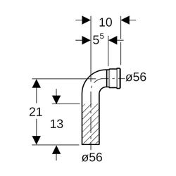 Geberit Anschlussbogen 90 Grad mit Steckmuffe Außendurchmesser 56mm... GEBERIT-152257161 4025410535542 (Abb. 1)