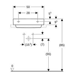 Geberit ONE Aufsatzwaschtisch rechteckig, Abgang horizontal, 50cm T 41cm o. Hahnloch... GEBERIT-505025001 4025410593801 (Abb. 1)