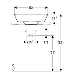 Geberit ONE Aufsatzwaschtisch Schalenform Abgang horizontal 50x42,5cm ohne ohne Hahn... GEBERIT-505052001 4025410594037 (Abb. 1)