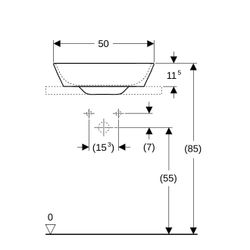 Geberit ONE Aufsatzwaschtisch Schalenform Abgang horizontal 50cm T 42,5cm HL mittig ... GEBERIT-505053001 4025410594044 (Abb. 1)