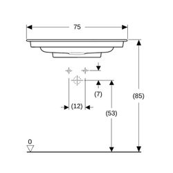 Geberit ONE Möbelwaschtisch Abgang horizontal, B 75cm T 48cm Hahnloch mittig, ohne Ü... GEBERIT-505004001 4025410593559 (Abb. 1)