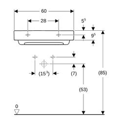 Geberit ONE Waschtisch Abgang horizontal, B 60cm, Tiefe 48cm, Hahnloch mittig, ohne ... GEBERIT-505034001 4025410593870 (Abb. 1)