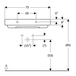 Geberit ONE Waschtisch Abgang horizontal, B 75cm, Tiefe 48cm, ohne Hahnloch, ohne Üb... GEBERIT-505035001 4025410593887 (Abb. 1)