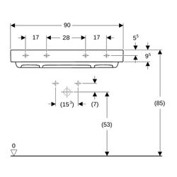 Geberit ONE Waschtisch Abgang horizontal, B 90cm, Tiefe 48cm, ohne Hahnloch, ohne Üb... GEBERIT-505037001 4025410593900 (Abb. 1)