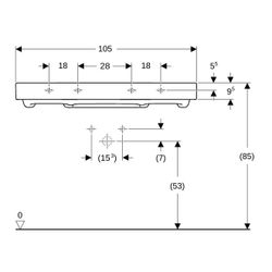 Geberit ONE Waschtisch Abgang horizontal, B 105cm, Tiefe 48cm, Hahnloch mittig, ohne... GEBERIT-505046001 4025410593979 (Abb. 1)