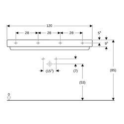 Geberit ONE Waschtisch Abgang horizontal, B 120cm, Tiefe 48cm, Hahnloch mittig, ohne... GEBERIT-505048001 4025410593993 (Abb. 1)