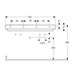 Geberit ONE Waschtisch Abgang horizontal, B 120cm T 48cm Hahnloch links, rechts, ohn... GEBERIT-505049001 4025410594006 (Abb. 1)