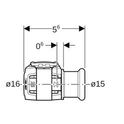 Geberit FlowFit Übergang auf Mapress, mit Pressmuffe, d 16mm, d1 15mm, Edelstahl 1.4... GEBERIT-620332001 4025410629999 (Abb. 1)