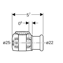 Geberit FlowFit Übergang auf Mapress, mit Pressmuffe, d 25mm, d1 22mm, Edelstahl 1.4... GEBERIT-620335001 4025410631459 (Abb. 1)
