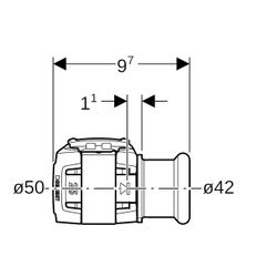 Geberit FlowFit Übergang auf Mapress, mit Pressmuffe, d 50mm, d1 42mm, Edelstahl 1.4... GEBERIT-620338001 4025410631510 (Abb. 1)