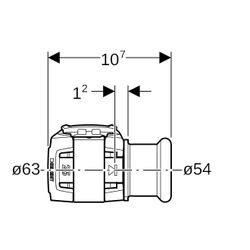 Geberit FlowFit Übergang auf Mapress, mit Pressmuffe, d 63mm, d1 54mm, Edelstahl 1.4... GEBERIT-620339001 4025410631534 (Abb. 1)