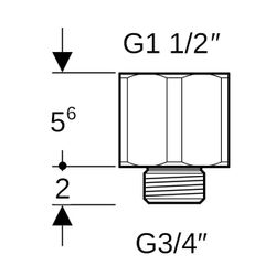 Geberit Adapter Rohrgewinde G 3/4", Rohrgewinde G 1 1/2", verzinkt... GEBERIT-362877261 4025410646194 (Abb. 1)
