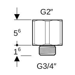 Geberit Adapter Rohrgewinde G 3/4", Rohrgewinde G 2", verzinkt... GEBERIT-362878261 4025410646200 (Abb. 1)