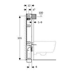 Geberit Kombifix Element für Wand-WC 106cm, mit Omega Unterputzspülkasten 12cm... GEBERIT-110020001 4025416301769 (Abb. 1)