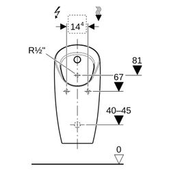 Geberit Urinal Preda für Unterputzsteuerung, spülrandlos, 66,5x31x37cm, Sanitärkeram... GEBERIT-116070001 4025416529033 (Abb. 1)
