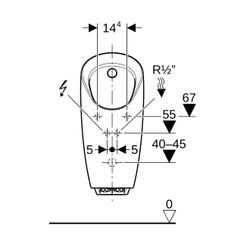 Geberit Preda Urinal mit integrierter Steuerung, Netz Zulauf hinten, Weiß... GEBERIT-116072001 4025416529828 (Abb. 1)