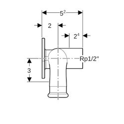 Geberit Mapress Kupfer Doppelanschlusswinkel 90 Grad, d 18mm, Rp 1/2″, d1 18mm, L1 5cm, ... GEBERIT-63463 4024723634638 (Abb. 1)