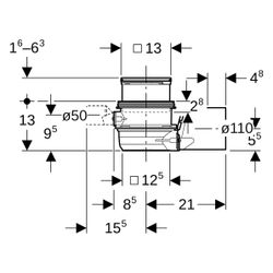 Geberit Bodenablauf Varino, DN 110, 50mm, 14,6-19,3cm, PE, Edelstahl, 388021001... GEBERIT-388021001 4025416580706 (Abb. 1)