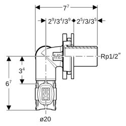Geberit Eckwanddurchführung FlowFit, 90 Grad, d 20mm, Rp 1/2", Rotguss... GEBERIT-620823001 4025410705891 (Abb. 1)
