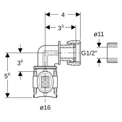 Geberit FlowFit Übergangsbogen 90 Grad mit Überwurfmutter bleifreie Siliziumbronze, ... GEBERIT-620686001 4025410051899 (Abb. 1)