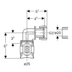 Geberit FlowFit Übergangsbogen 90 Grad mit Überwurfmutter bleifreie Siliziumbronze, ... GEBERIT-620694001 4025410052018 (Abb. 1)
